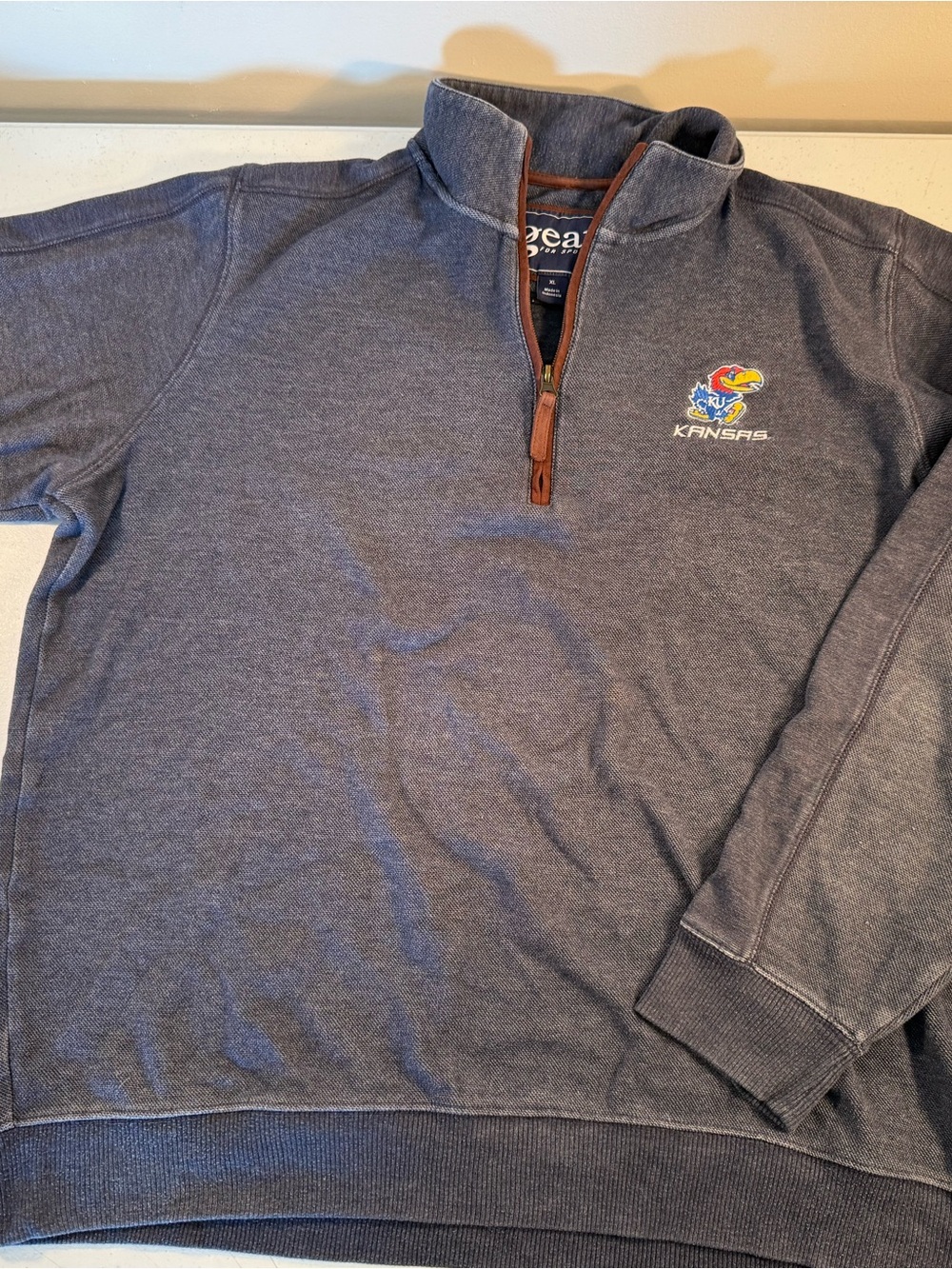 Gear For Sports Kansas Gray Zip-Front Pullover with Leather Trim